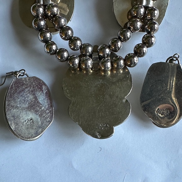 vintage Turquoise and Silver Jewelry Set native blossom costume jewelry - Picture 14 of 17